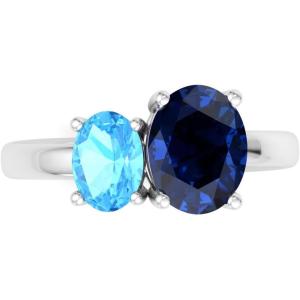Martha Stewart 2 3/4 Carat Two Stone Gemstone Ring For Women in Sterling Silver, Gemstone Jewelry For Women(Option 3)