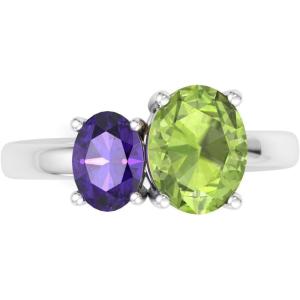 Martha Stewart 2 3/4 Carat Two Stone Gemstone Ring For Women in Sterling Silver, Gemstone Jewelry For Women(Option 4)