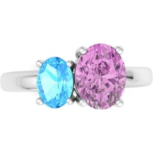 Martha Stewart 2 3/4 Carat Two Stone Gemstone Ring For Women in Sterling Silver, Gemstone Jewelry For Women(Option 5)