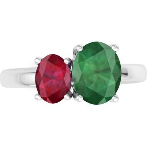 Martha Stewart 2 3/4 Carat Two Stone Gemstone Ring For Women in Sterling Silver, Gemstone Jewelry For Women(Option 7)