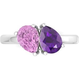 Martha Stewart 2 Carat Two Stone Gemstone Ring For Women in Sterling Silver, Gemstone Jewelry For Women(Option 1)