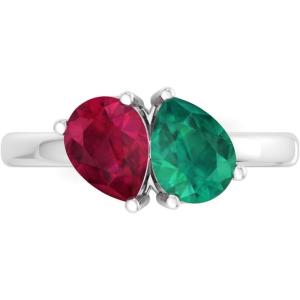 Martha Stewart 2 Carat Two Stone Gemstone Ring For Women in Sterling Silver, Gemstone Jewelry For Women(Option 2)
