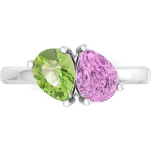 Martha Stewart 2 Carat Two Stone Gemstone Ring For Women in Sterling Silver, Gemstone Jewelry For Women(Option 3)
