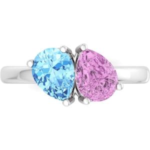 Martha Stewart 2 Carat Two Stone Gemstone Ring For Women in Sterling Silver, Gemstone Jewelry For Women(Option 4)