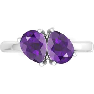 Martha Stewart 2 Carat Two Stone Gemstone Ring For Women in Sterling Silver, Gemstone Jewelry For Women(Option 6)