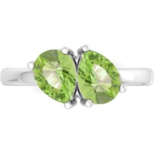 Martha Stewart 2 Carat Two Stone Gemstone Ring For Women in Sterling Silver, Gemstone Jewelry For Women(Option 7)
