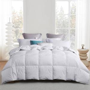 Martha Stewart 240 Thread Count White Goose Down and Feather Comforter – All Season Warmth Duvet Insert with Corner Tabs Made in USA – King Size(King)