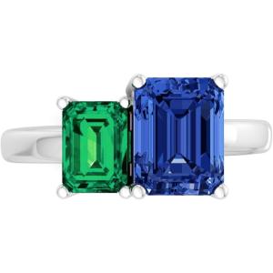 Martha Stewart 3 1/4 Carat Two Stone Gemstone Ring For Women in Sterling Silver, Gemstone Jewelry For Women(Option 2)