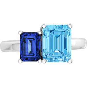 Martha Stewart 3 1/4 Carat Two Stone Gemstone Ring For Women in Sterling Silver, Gemstone Jewelry For Women(Option 3)
