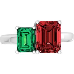 Martha Stewart 3 1/4 Carat Two Stone Gemstone Ring For Women in Sterling Silver, Gemstone Jewelry For Women(Option 7)