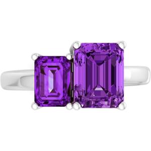 Martha Stewart 3 1/4 Carat Two Stone Gemstone Ring For Women in Sterling Silver, Gemstone Jewelry For Women(Option 8)