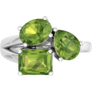 Martha Stewart 3 3/4 Carat Three Stone Gemstone Ring for Women in Sterling Silver, Gemstone Jewelry For Women(Option 4)