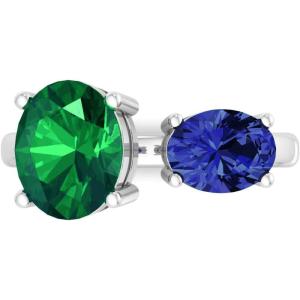 Martha Stewart 3 3/4 Carat Two Stone Gemstone Ring For Women in Sterling Silver, Gemstone Jewelry For Women(Option 10)