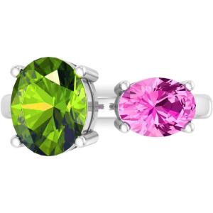 Martha Stewart 3 3/4 Carat Two Stone Gemstone Ring For Women in Sterling Silver, Gemstone Jewelry For Women(Option 3)