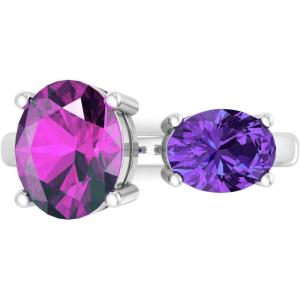 Martha Stewart 3 3/4 Carat Two Stone Gemstone Ring For Women in Sterling Silver, Gemstone Jewelry For Women(Option 4)