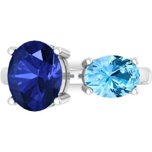 Martha Stewart 3 3/4 Carat Two Stone Gemstone Ring For Women in Sterling Silver, Gemstone Jewelry For Women(Option 5)