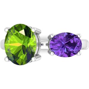 Martha Stewart 3 3/4 Carat Two Stone Gemstone Ring For Women in Sterling Silver, Gemstone Jewelry For Women(Option 6)