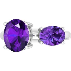 Martha Stewart 3 3/4 Carat Two Stone Gemstone Ring For Women in Sterling Silver, Gemstone Jewelry For Women(Option 7)