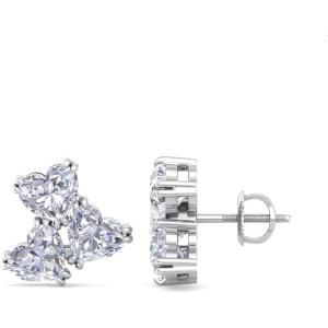 Martha Stewart 3 Carat Lab Grown Diamond Cluster Stud Earrings, Heart Shapes in 14K Gold(white-gold)