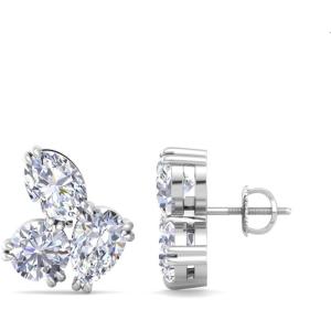 Martha Stewart 3 Carat Lab Grown Diamond Cluster Stud Earrings, Pear, Round, Oval Shapes in 14K Gold(white-gold)