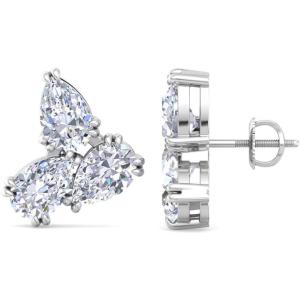Martha Stewart 3 Carat Lab Grown Diamond Cluster Stud Earrings, Pear Shapes in 14K Gold(white-gold)