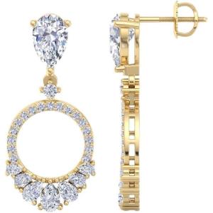 Martha Stewart 3 Carat Lab Grown Diamond Drop Earrings In 14 Karat Gold, Lab Grown Diamond Earrings(yellow-gold)
