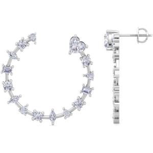 Martha Stewart 3 Carat Lab Grown Diamond Hoop Earrings, 14 Karat Gold Diamond Hoop Earrings for Women Fancy(white-gold)