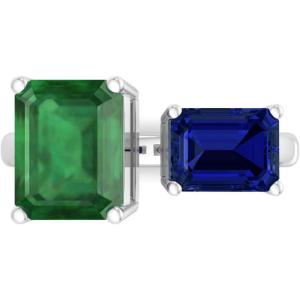 Martha Stewart 4 1/2 Carat Two Stone Gemstone Ring For Women in Sterling Silver, Gemstone Jewelry For Women(Option 1)