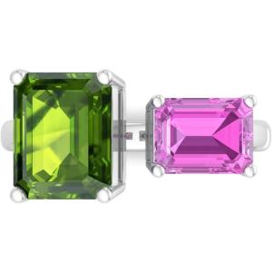 Martha Stewart 4 1/2 Carat Two Stone Gemstone Ring For Women in Sterling Silver, Gemstone Jewelry For Women(Option 2)