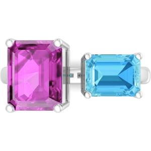 Martha Stewart 4 1/2 Carat Two Stone Gemstone Ring For Women in Sterling Silver, Gemstone Jewelry For Women(Option 3)