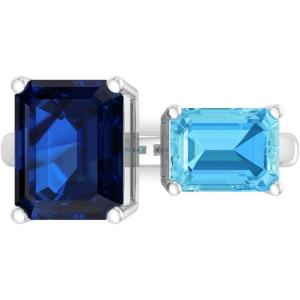 Martha Stewart 4 1/2 Carat Two Stone Gemstone Ring For Women in Sterling Silver, Gemstone Jewelry For Women(Option 4)