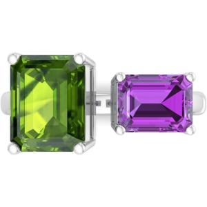 Martha Stewart 4 1/2 Carat Two Stone Gemstone Ring For Women in Sterling Silver, Gemstone Jewelry For Women(Option 5)