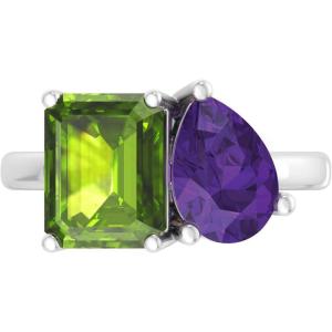 Martha Stewart 4 3/4 Carat Two Stone Gemstone Ring For Women in Sterling Silver, Gemstone Jewelry For Women(Option 4)