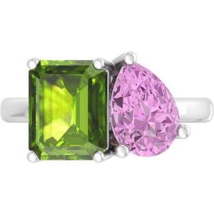 Martha Stewart 4 3/4 Carat Two Stone Gemstone Ring For Women in Sterling Silver, Gemstone Jewelry For Women(Option 5)