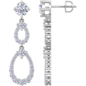 Martha Stewart 4 Carat Lab Grown Diamond Drop Earrings In 14 Karat Gold, Lab Grown Diamond Earrings(white-gold)