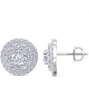 Martha Stewart 4 Carat Lab Grown Diamond Halo Stud Earrings In 14K Gold, Lab Grown Diamond Earrings for Women(white-gold)