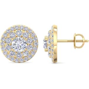 Martha Stewart 4 Carat Lab Grown Diamond Halo Stud Earrings In 14K Gold, Lab Grown Diamond Earrings for Women(yellow-gold)