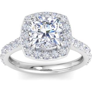 Martha Stewart 4 Carat Lab Grown Diamond Ring, Halo Diamond Engagement Ring in 14 Karat Gold(white-gold)
