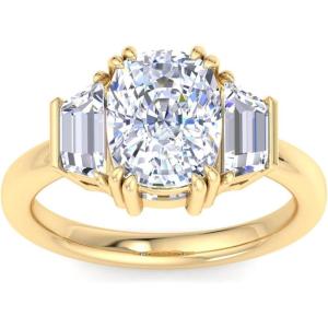 Martha Stewart 5 Carat Lab Grown Diamond Ring, Three Stone Diamond Engagement Ring in 14 Karat Gold(yellow-gold)