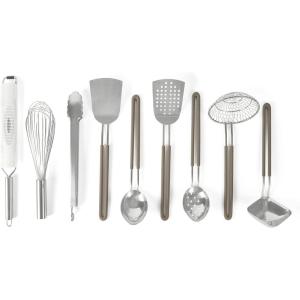 Martha Stewart 9-Piece Stainless Steel Kitchen Gadget & Tool Set – Prep and Serve Utensils, Durable & Rust-Resistant, Dishwasher Safe Cooking Accessories(Bar Tool Set)
