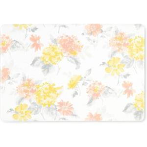 Martha Stewart Amber Floral Daisy Stripe Reverisble Water Resistant Kitchen Mat, Yellow/Coral, 20″x30″(Yellow/Coral/Grey)
