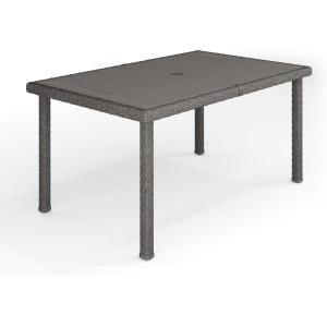 Martha Stewart Bedford 71″ Indoor-Outdoor Patio Table with Faux Wood Top and Rattan Wicker Finish in Gray(Grey)