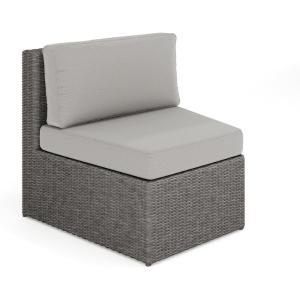 Martha Stewart Bedford Indoor-Outdoor Modular Patio Curved Sectional Sofa Seats with Rattan Wicker Finish in Gray with Gray All-Weather Cushions, Set of 2(Gray Cushions/Gray Frame)