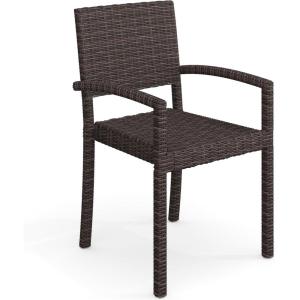 Martha Stewart Bedford Indoor-Outdoor Stackable Patio Armchairs with Rattan Wicker Finish in Gray, Set of 2(Brown)