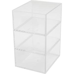 Martha Stewart Brody Desktop Storage Organizer, Stack and Slide Plastic Organizer Tray, Organizer for Office, Kitchen, or Vanity, 3″ x 7.5″, Clear(3″ x 3.75″)