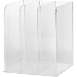 Martha Stewart Brody File Desktop Organizer, 3 Section Desktop File Document Sorter Organizer, File Organizer for Binders, Folders, Files, 8.5″ W x 6.5″ D, Clear