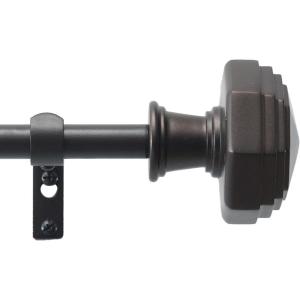 Martha Stewart Chatsworth Curtain Rod for Windows 66 to 120 inches, Adjustable Length .75 inch Diameter Metal Curtain Rod with Round Finials, 66” – 120”, Oil Rubbed Bronze(Bronze)