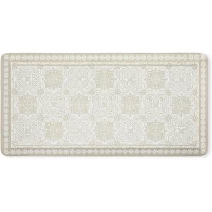 Martha Stewart Comfort Anti Fatigue Strie Medallion Tile Kitchen Mat, Comfort Standing Mat, Non-Slip Backing, Safe Beveled Edge, Grey, 19.6″ x39″(Beige)