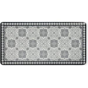 Martha Stewart Comfort Anti Fatigue Strie Medallion Tile Kitchen Mat, Comfort Standing Mat, Non-Slip Backing, Safe Beveled Edge, Grey, 19.6″ x39″(Charcoal Black)