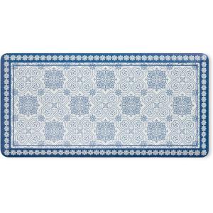 Martha Stewart Comfort Anti Fatigue Strie Medallion Tile Kitchen Mat, Comfort Standing Mat, Non-Slip Backing, Safe Beveled Edge, Grey, 19.6″ x39″(Navy Blue)